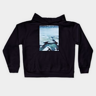 Wintertime - Closeup Shot of Frozen Lake in Scandinavia Kids Hoodie